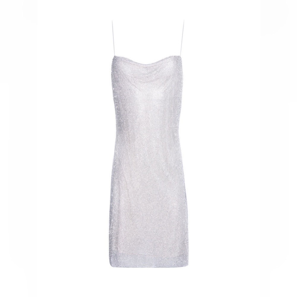Alice & Olivia | Harmony Chainmail Slip Dress, Silver | Size: 0